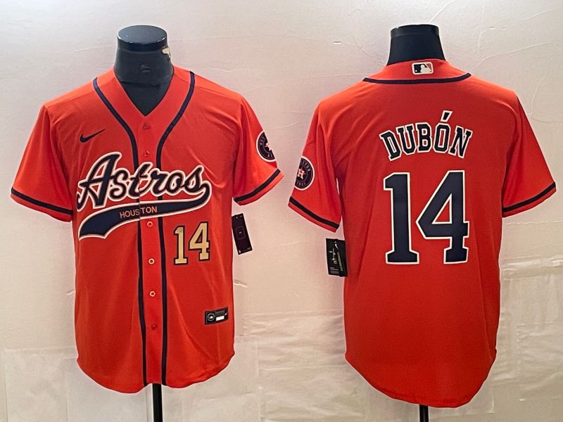 Men Houston Astros 14 Dubon Orange Nike Co Branding Game MLB Jersey style 2
